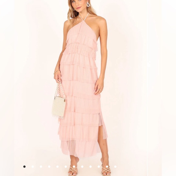 Petal + Pup • PINK HALTERNECK MAXI DRESS - Ruffle Tulle - Picture 1 of 5